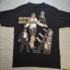 Vintage Michael Jackson King Of Pop Shirt 2XL Black Tribute Memorial Graphic Tee
